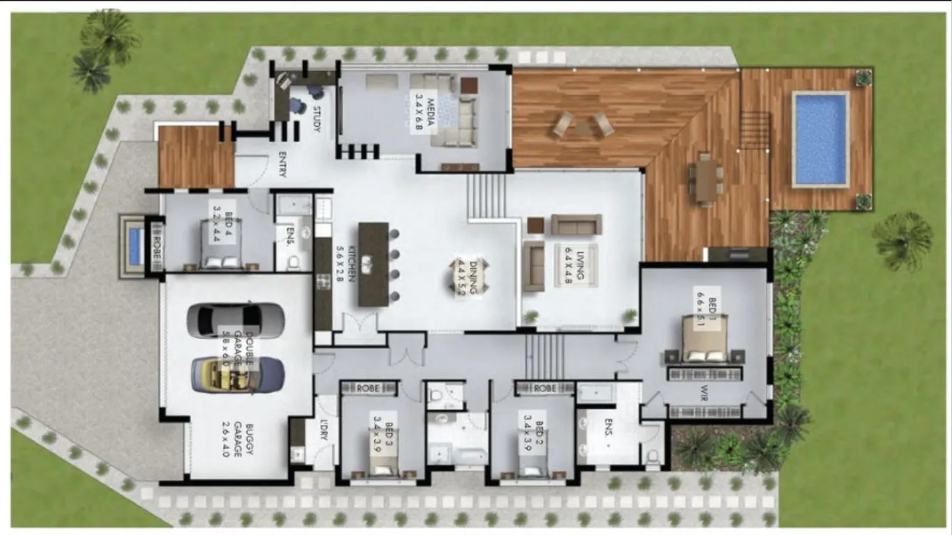 Free House Plan with 7d Plans 4 bedroom house design