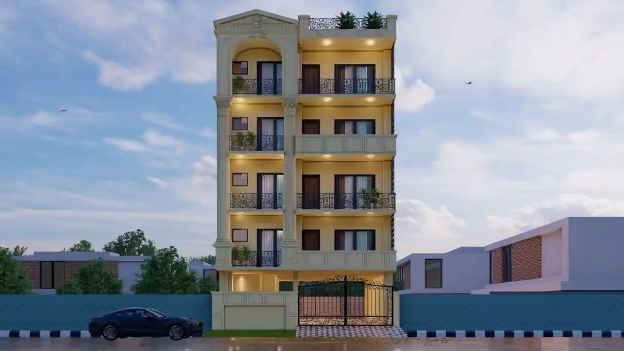 House Elevation Design For G+4 Floor Building  7D Plans