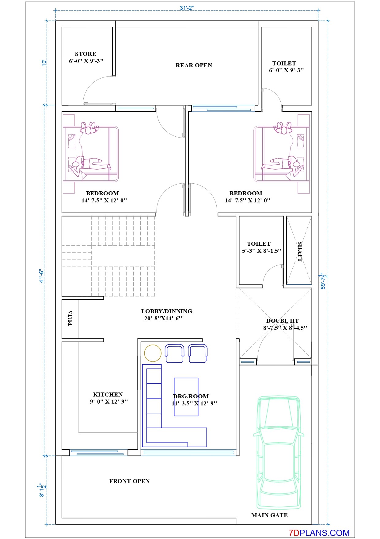 house-plan-of-plot-size-31-x60-31-feet-by-60-feet-207-square-yards