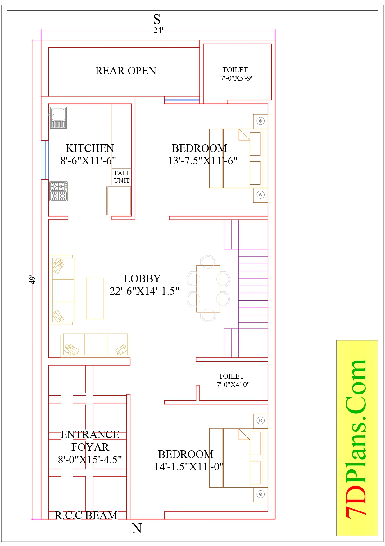 house-plan-of-plot-size-24-x49-feet-24-feet-by-49-feet-130-square-yards-south-west-layout