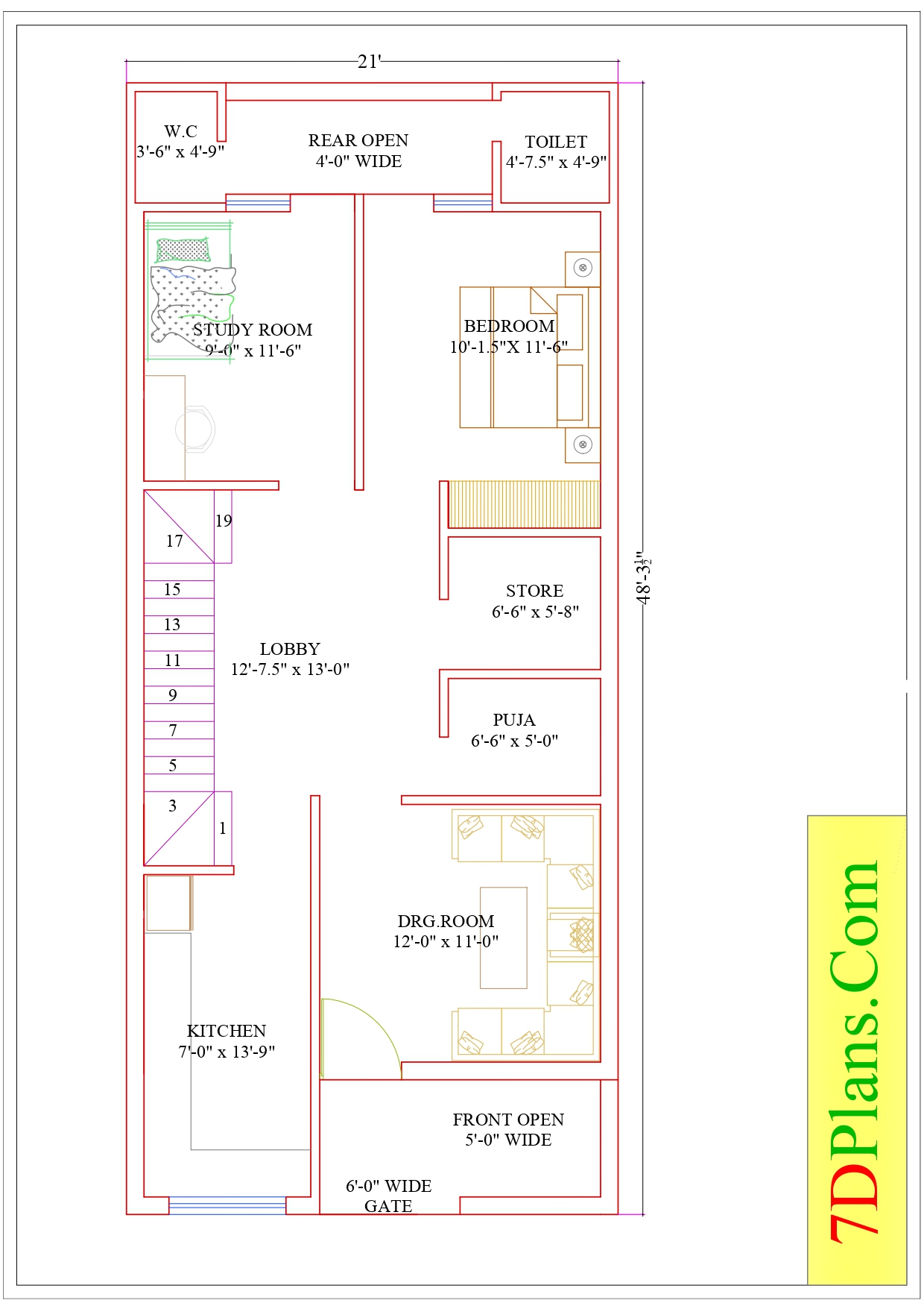 house-plan-of-plot-size-21-x48-feet-21-feet-by-48-feet-112-square