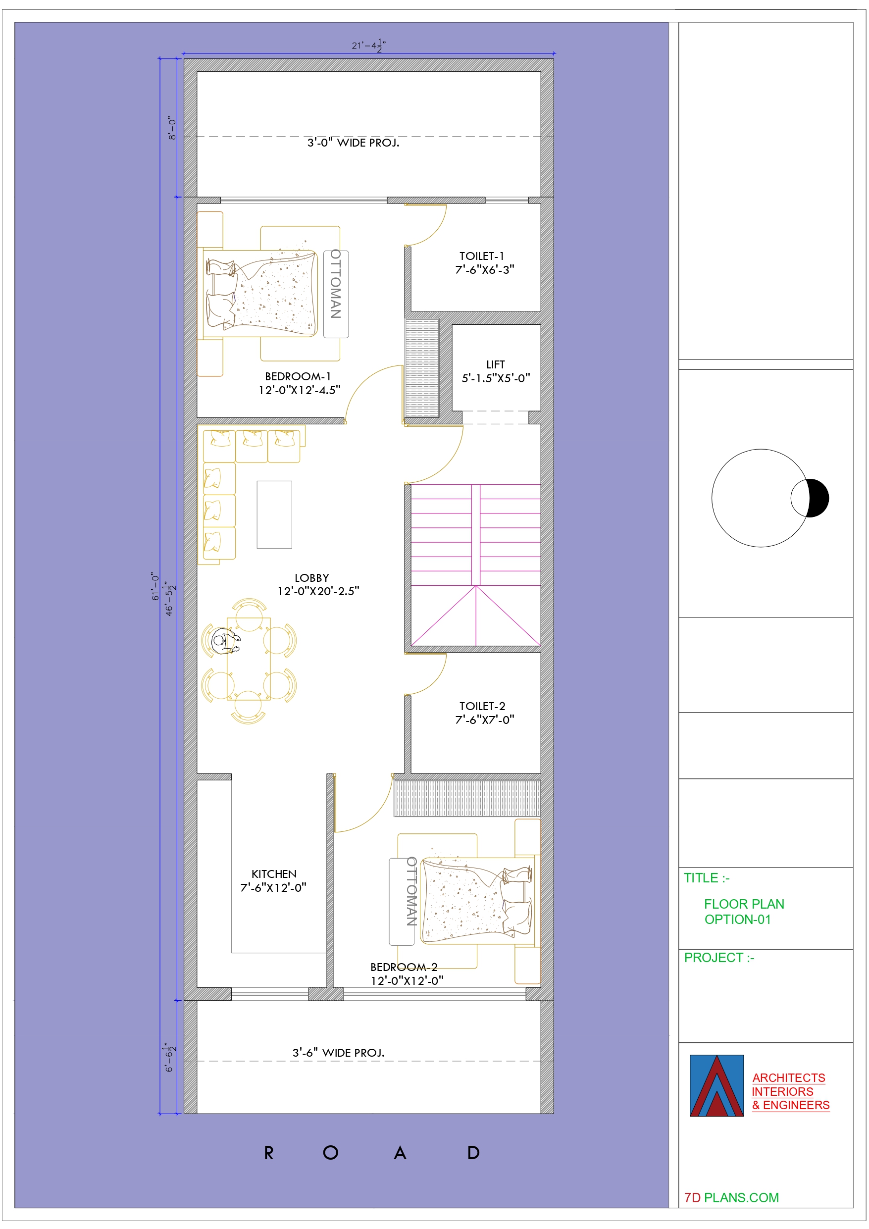 HOUSE PLAN OF 21 FEET 4 INCH BY 61 FEET 21 4 X61 144 SQUARE YARDS 