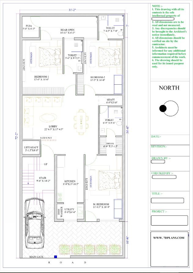 HOUSE PLAN 31 FEET 2 INCH BY 72 FEET 2 INCH 31 2 X72 2 250 SQUARE YARDS WEST FACING HOUSE